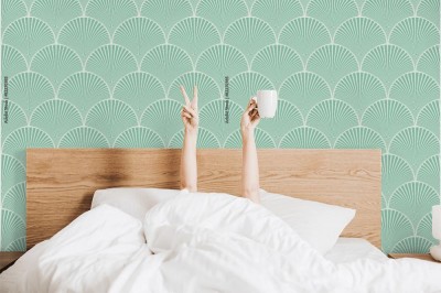 Tapeta Japoński kwiatowy wzór z fal