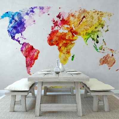 Fototapeta Akwarela - mapa świata