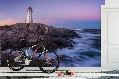 Fototapeta Latarnia morska Peggys Point po wschodzie słońca