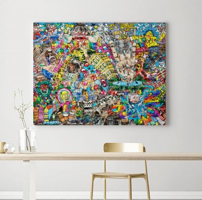 Obrazy do salonu Fajne muzyczne graffiti w stylu miejskim na ścianie