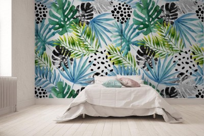 Tapeta Tropikalne tło - malowidło akwarelowe