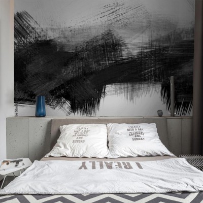 Fototapeta Abstrakcyjne, malowane tło w wersji czarno-białej