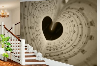 Fototapeta Zeszyt Nutowy w formie serca