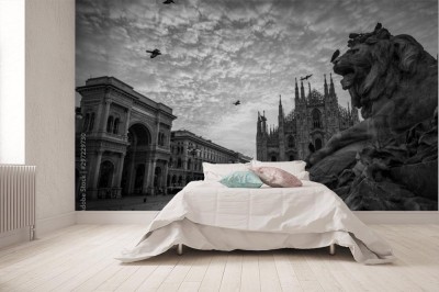 Fototapeta Czarno-białe ujęcie architektury Mediolanu