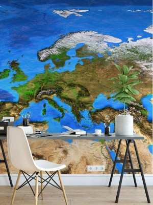 Fototapeta Mapa świata w wysokiej rozdzielczości skoncentrowana na Europie