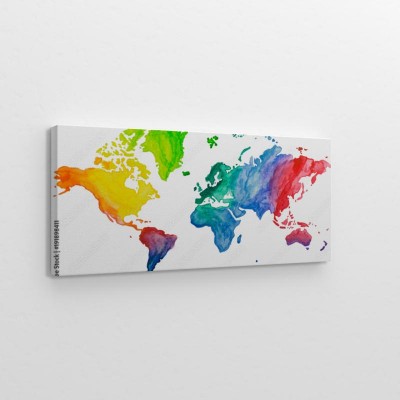 Obrazy do salonu Atlas świata kreślony farbami akrylowymi