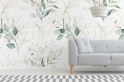 Fototapeta z subtelnym wzorem vintage w liście