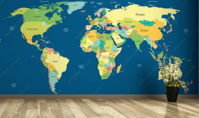 Fototapeta Bardzo szczegółowa polityczna mapa świata