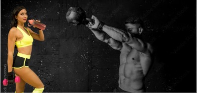 Fototapeta Hard core trening na siłowni