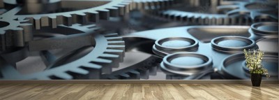 Fototapeta Koła zębate w maszynie jako panorama