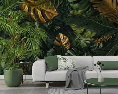 Fototapeta Złote liście w tropikalnej dżungli