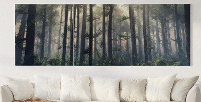 Obraz na płótnie Mglisty poranek wśród drzew