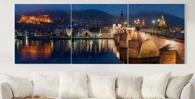 Obraz na płótnie Panorama Heidelbergu w nocy