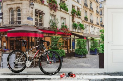 Fototapeta Paryska uliczka ze stolikami Brasserie