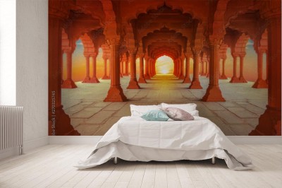 Fototapeta wnętrza Czerwonego Fortu w Delhi o zachodzie słońca, Indie