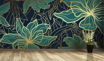 Fototapeta Złota linia lotosu