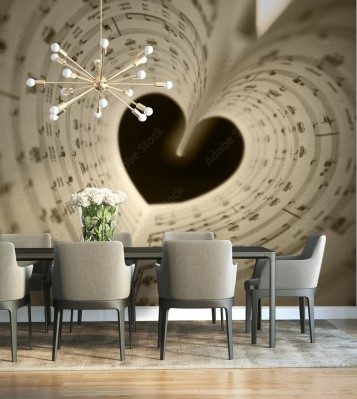 Fototapeta Zeszyt Nutowy w formie serca