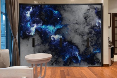 Naklejka na szafę abstrakcja błękitnej galaktyki