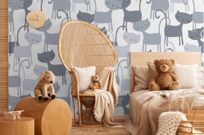 Tapeta Szary kot do pokoju dziewczynki