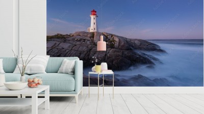 Fototapeta Latarnia morska Peggy Cove po wschodzie słońca