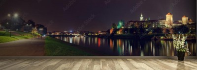 Fototapeta Nocny widok na Wawel w Krakowie