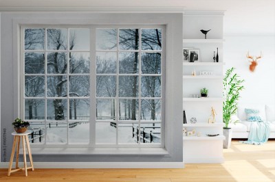 Fototapeta okno z widokiem na zimę