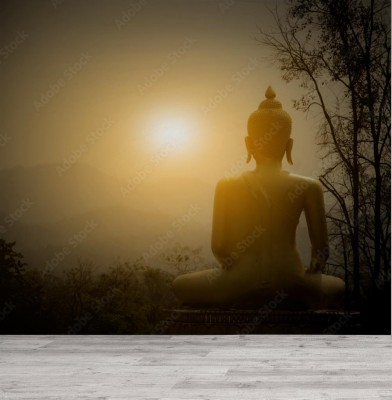 Fototapeta Statua Buddy we mgle