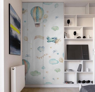 Naklejki na meble dla chłopców z balonami i samolotem