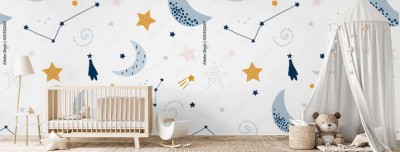 Tapeta z rozgwieżdżonym niebem i księżycem