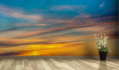 Fototapeta zachód słońca w panoramicznym ujęciu