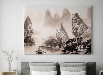 Obraz na płótnie Chiński pejzaż - akwarela