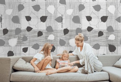 Tapeta do sypialni z subtelnym wzorem z liśćmi