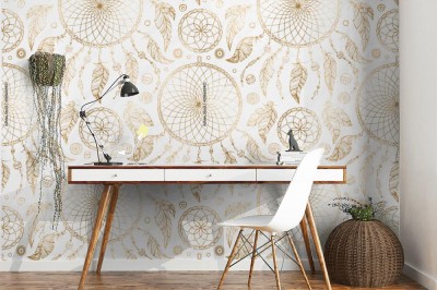 Fototapeta Złoty Łapacz snów na białym tle