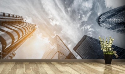 Fototapeta Biurowy drapacz chmur z niskim katem widzenia