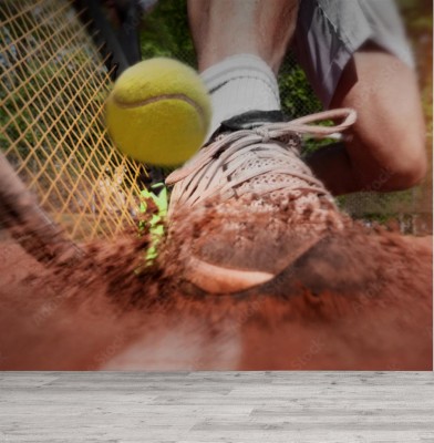 Fototapeta Gra w tenisa na glinianym korcie tenisowym