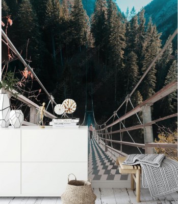 Fototapeta Krajobraz Szwajcarii widziany z mostu 3D