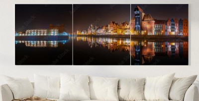 Obraz na płótnie Panorama gdańskiego starego miasta z odbiciem w Motławie