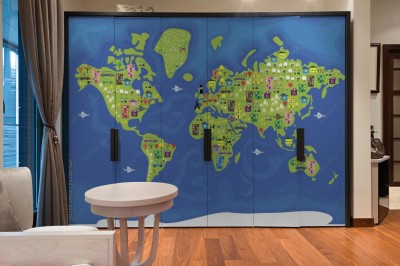 Naklejki na meble Zabawna mapa świata dla dzieci