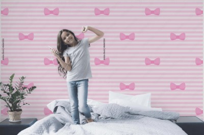 Fototapeta w Różowe kokardy do pokoju dziewczynki