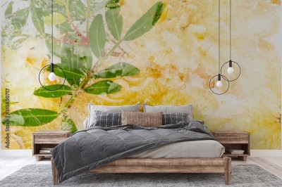 Fototapeta Mrożone kwiaty na tle żółtej abstrakcji