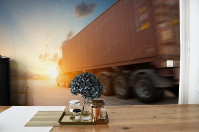 Fototapeta Transport kontenerów ciężarówką