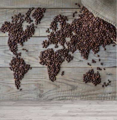 Fototapeta World of Coffee - koncepcyjne tło świeżych palonych ziaren kawy