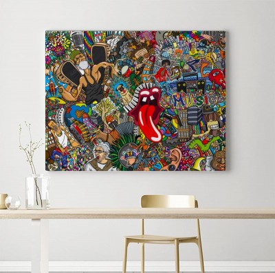 Obraz na płótnie Kolaż graffiti na dużym murze