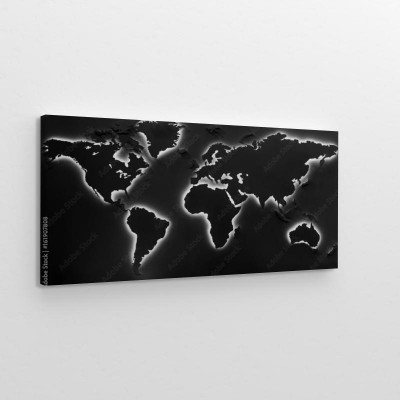 Obraz na płótnie Podświetlana mapa ziemi na czarnym tle