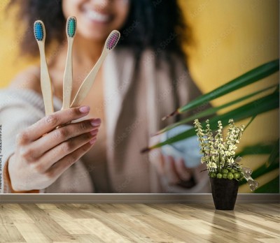 Fototapeta Ekologiczne przybory do mycia zębów