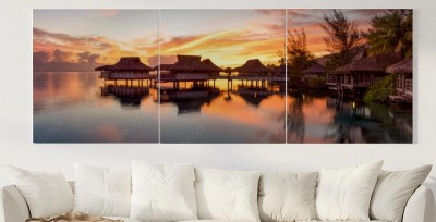 Obrazy do salonu Panorama zachodu słońca na Bora Bora