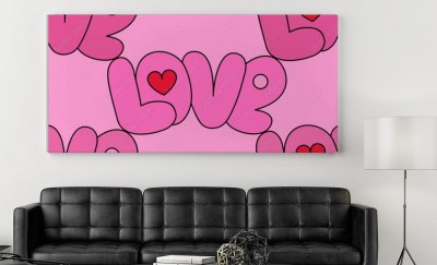 Obraz na płótnie z różowym napisem - LOVE