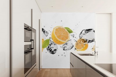 Fototapeta Świeże cytryny z lodem i miętą 