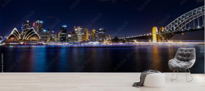 Fototapeta Widok centralnej części portu Sydney City w Australii w nocy