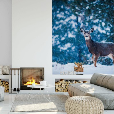 Fototapeta Jeleń w śniegu